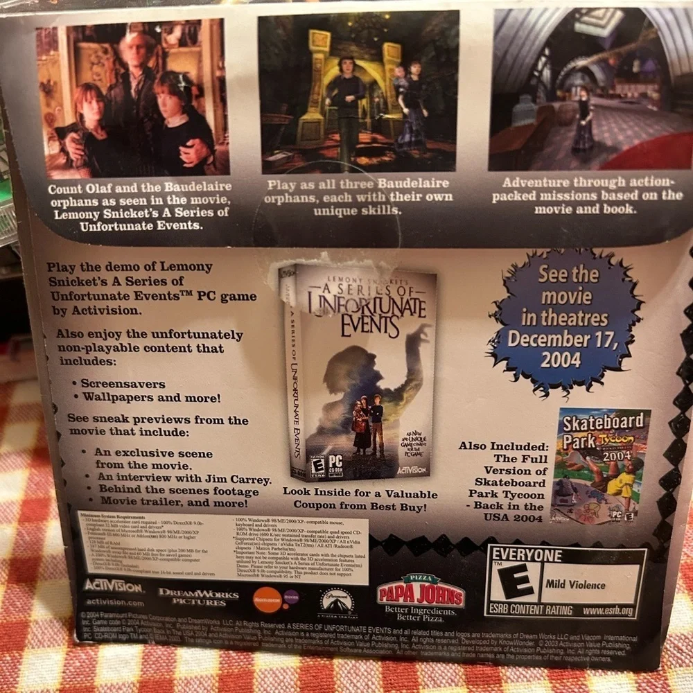 2004 Lemony Snickets Series Of Unfortunate Events LTD ED PREVIEW CD PC CD ROM
